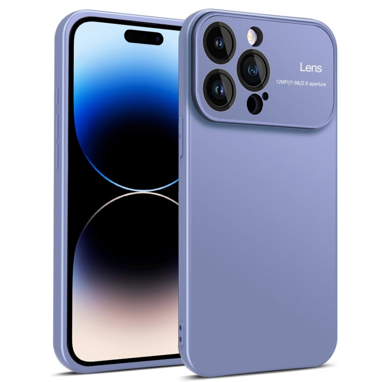 Blue TPU phone case for iPhone 14 Pro with raised edges and precise cutouts.