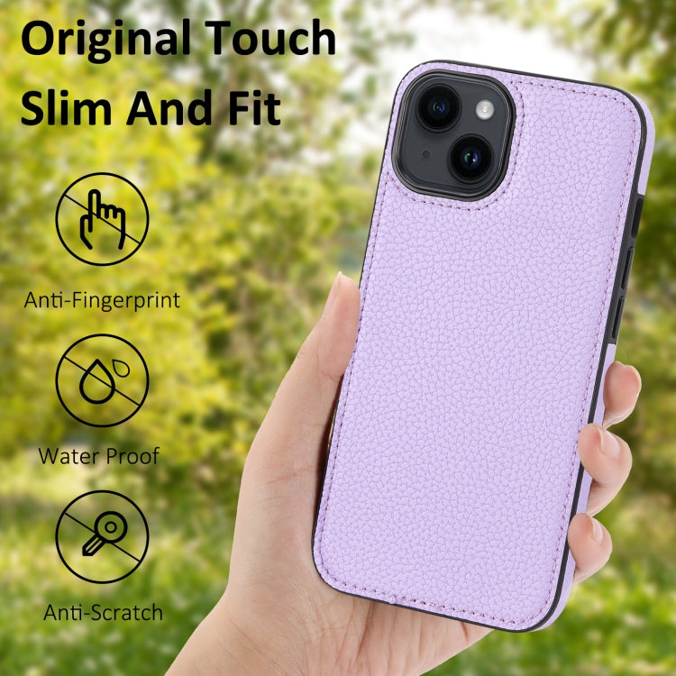 Litchi Pattern Stitched Side-mounted Phone Case for iPhone 14 Pro, showcasing its stylish design and protective features.