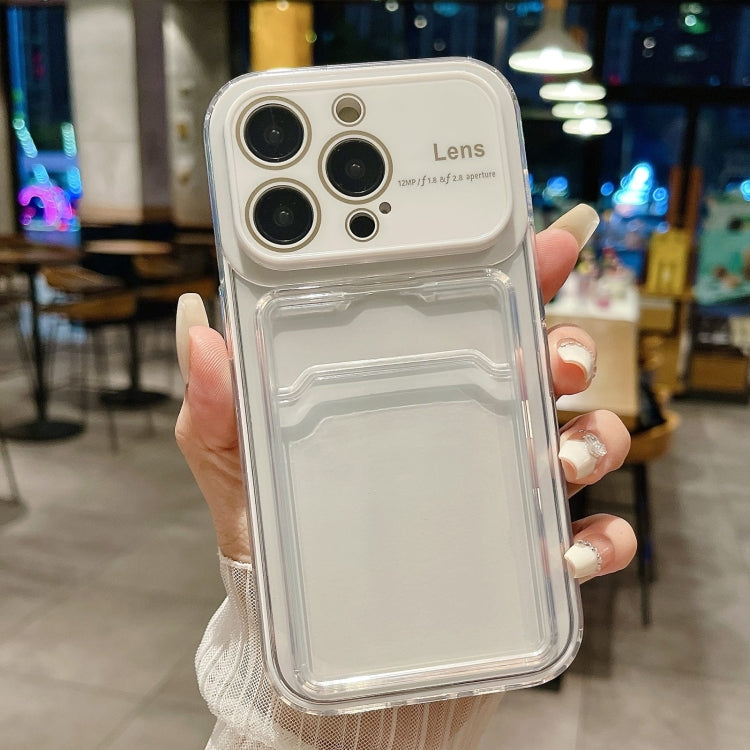 For iPhone 14 Pro Max Large Window PC Hybrid TPU Phone Case with Card, showcasing its durable design and card slot feature.