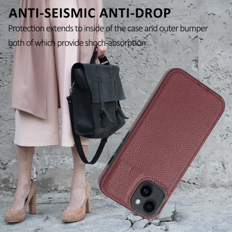 Litchi Pattern Stitched Side-mounted Phone Case for iPhone 14 Pro Max, showcasing its stylish design and protective features.