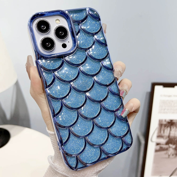 Mermaid Scale Electroplated Glitter Paper Phone Case for iPhone 14 Pro, showcasing a stylish design with glittery scales and a protective TPU material.