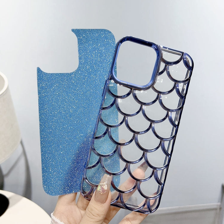 Mermaid Scale Electroplated Glitter Paper Phone Case for iPhone 14 Pro, showcasing a stylish design with glittery scales and a protective TPU material.