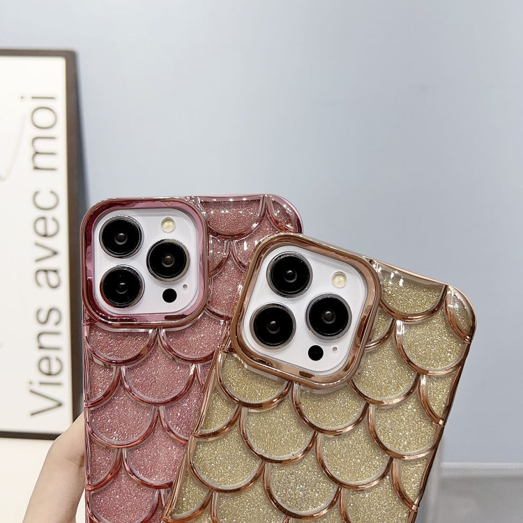 Mermaid Scale Electroplated Glitter Paper Phone Case for iPhone 14 Pro, showcasing a stylish design with glittery scales and a protective TPU material.