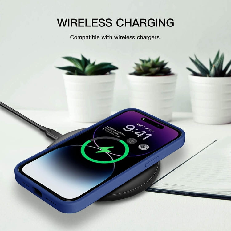 Blue TPU phone case for iPhone 15 with raised edges for screen and camera protection, showcasing a sleek and stylish design.