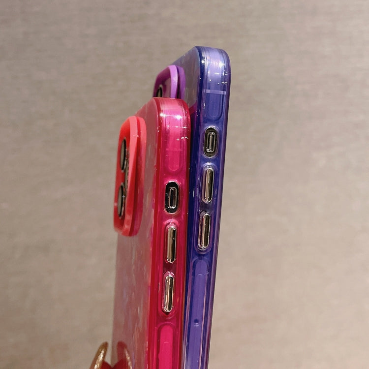 For iPhone 15 Plus Shell Texture Crossbody Case featuring a pearl chain, showcasing its stylish design and durable TPU material.