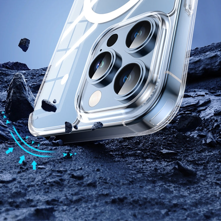 TOTUDESIGN PC-5 Crystal Shield case for iPhone 15 Plus, showcasing its clear design and MagSafe compatibility.