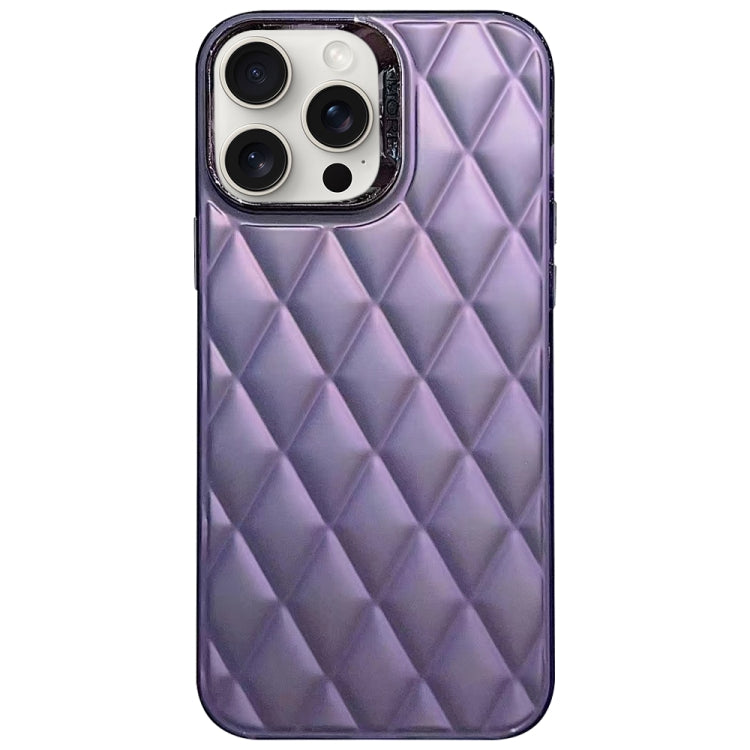 For iPhone 15 Pro 3D Rhombus Electroplating TPU Hybrid PC Phone case in silver, showcasing its stylish design and durable materials.