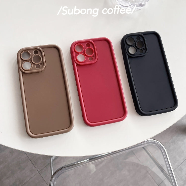Frosted TPU phone case for iPhone 15 Pro, showcasing its shockproof design and precise cutouts.