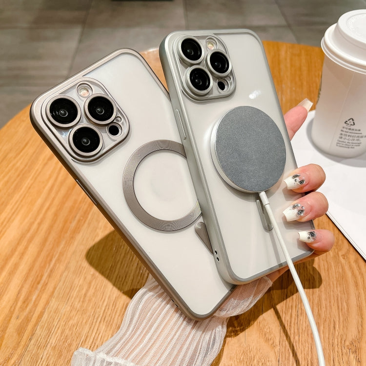 Green MagSafe Magnetic Frosted TPU Phone Case for iPhone 15 Pro, showcasing its sleek design and durable material.