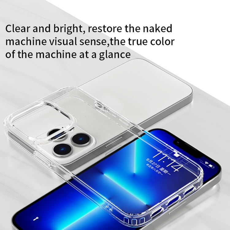 Transparent TPU phone case for iPhone 15 Pro Max, showcasing its sleek design and protective features.