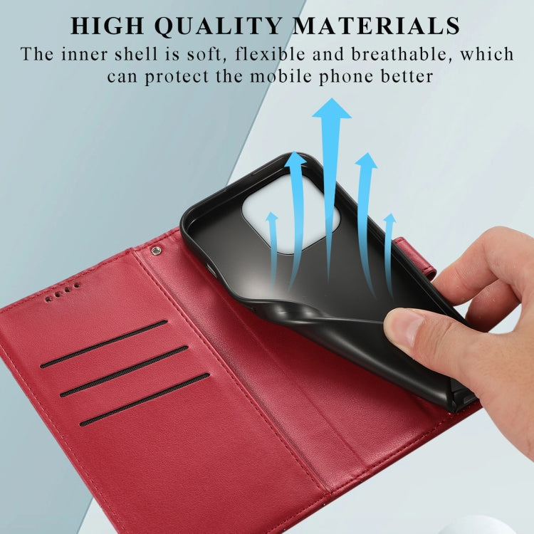 For iPhone 15 Pro Max PU leather case with embossed texture, featuring card slots and a wrist strap.