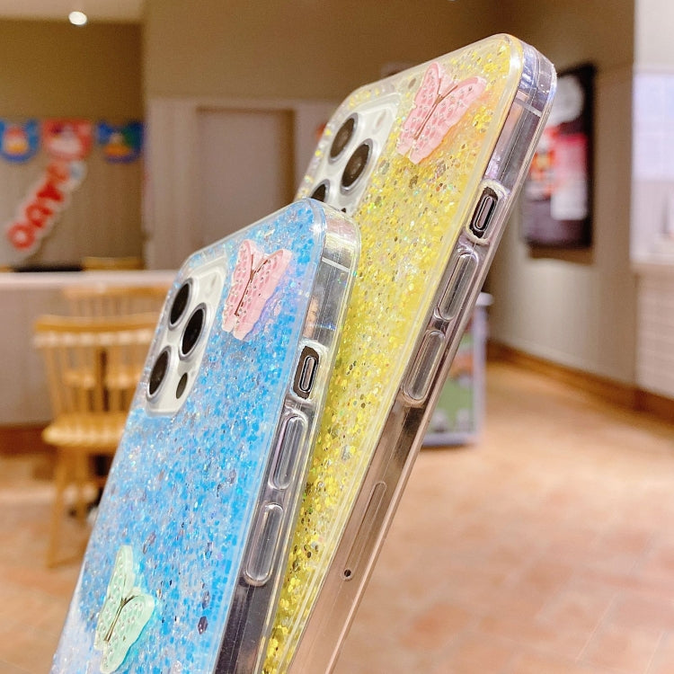 Stylish iPhone 15 Pro Max case featuring colorful butterflies and rhinestones for protection and fashion.