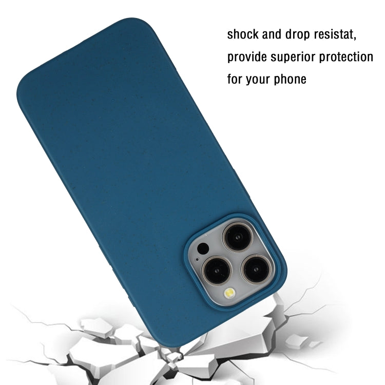 Blue Wheat Straw and TPU Phone Case for iPhone 15 Pro Max, showcasing its slim design and eco-friendly materials.