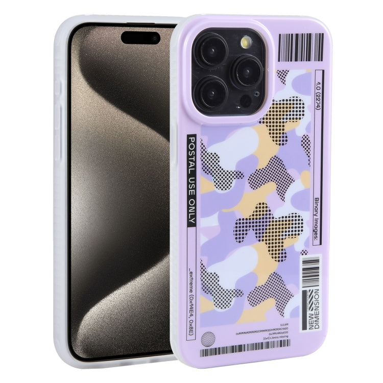 Purple Mutural Billboard Series Phone Case for iPhone 15 Pro, showcasing its soft TPU material and precise cutouts.