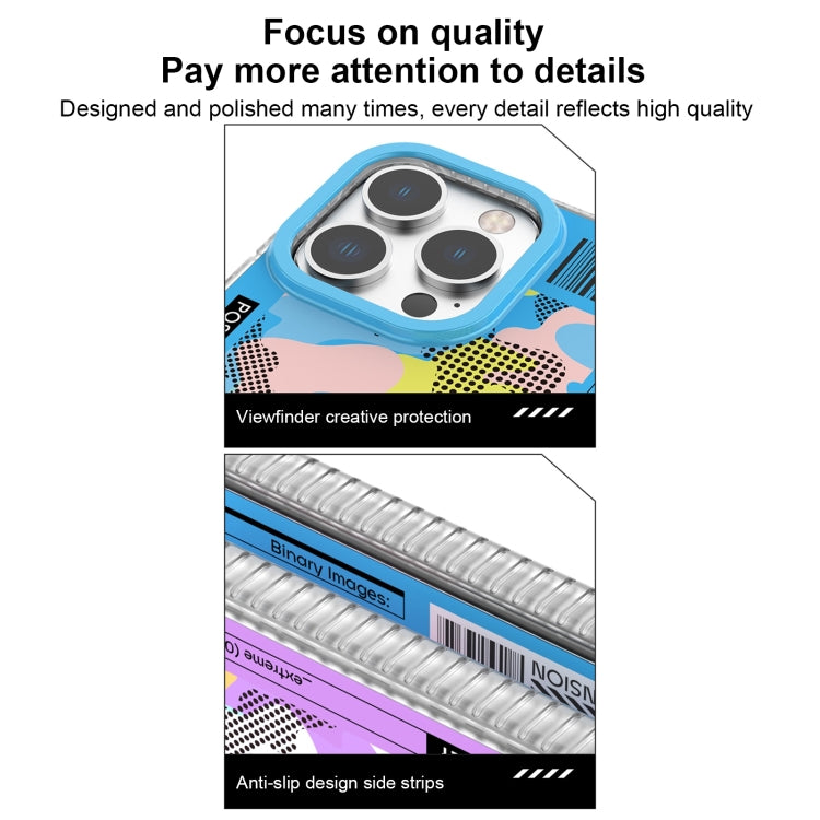 Purple Mutural Billboard Series Phone Case for iPhone 15 Pro, showcasing its soft TPU material and precise cutouts.