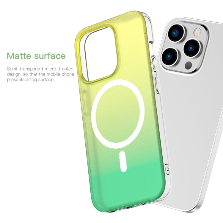 For iPhone 15 Pro Mutural MagSafe Magnetic Gradient Phone Case in Sky color, showcasing its sleek design and precise openings.