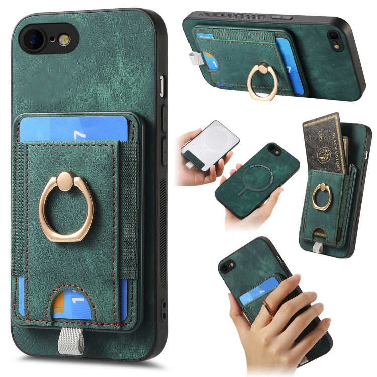 Retro splitable magnetic card bag leather phone case for iPhone 6 and 6s, showcasing its stylish design and magnetic closure feature.