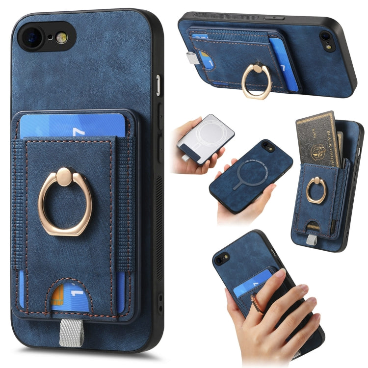 Retro splitable magnetic card bag leather phone case for iPhone 6 and 6s, showcasing its stylish design and magnetic closure feature.