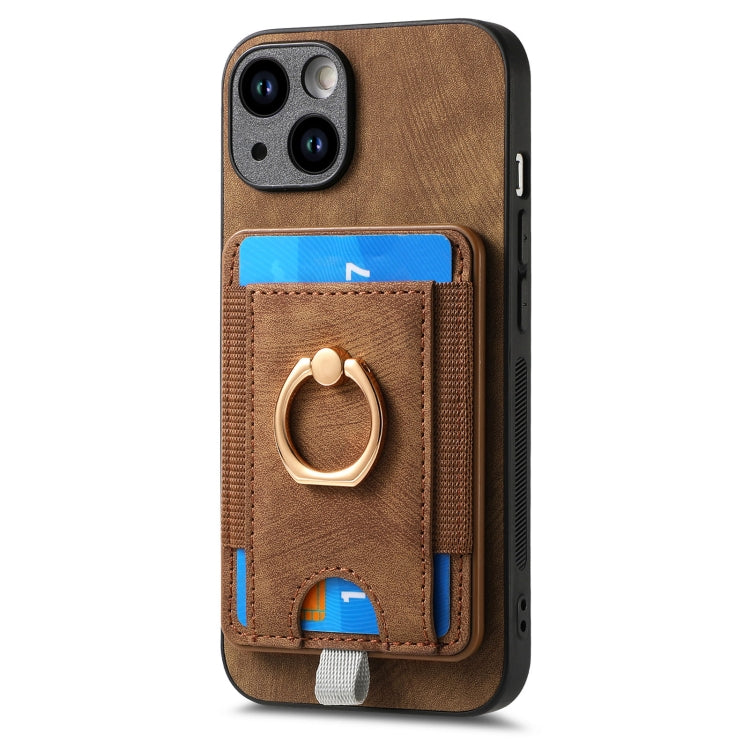 Retro Splitable Magnetic Card Bag Leather Phone Case for iPhone 6/6s, showcasing its stylish design and magnetic card wallet feature.