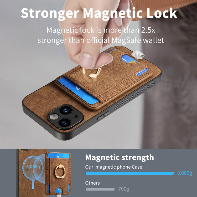 Retro Splitable Magnetic Card Bag Leather Phone Case for iPhone 6/6s, showcasing its stylish design and magnetic card wallet feature.