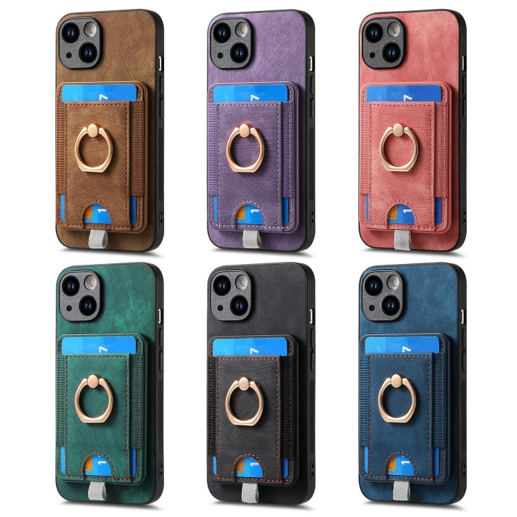 Retro Splitable Magnetic Card Bag Leather Phone Case for iPhone 6/6s, showcasing its stylish design and magnetic card wallet feature.