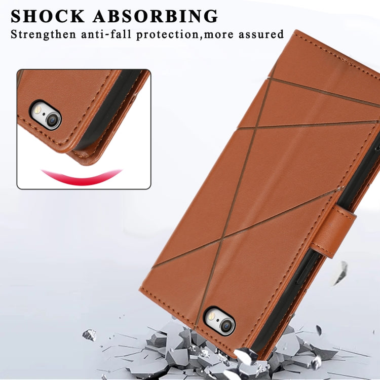 For iPhone 6s / 6 PU leather case with embossed texture, featuring card slots and kickstand function.