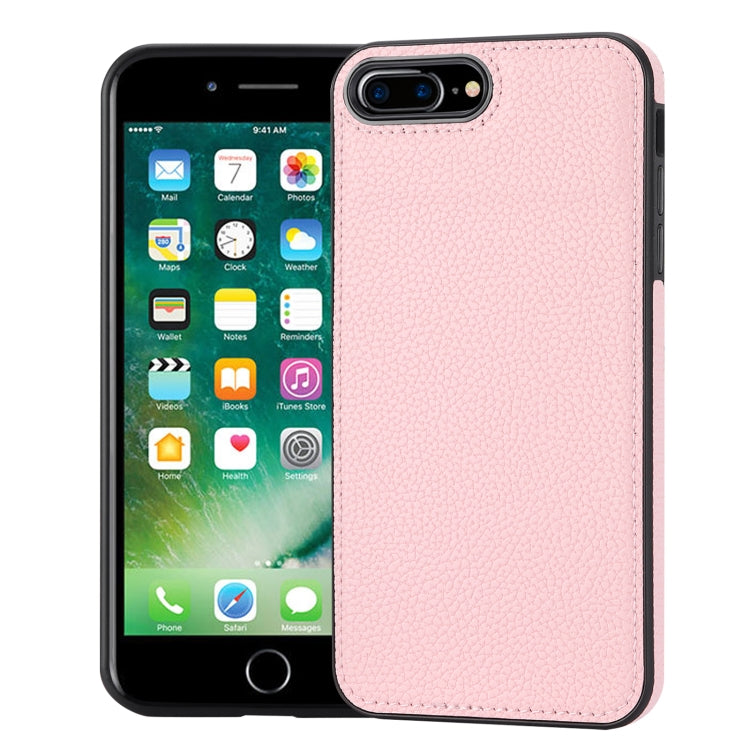 Litchi Pattern Stitched Side-mounted Phone Case for iPhone 7 Plus and 8 Plus, showcasing its stylish design and durable material.