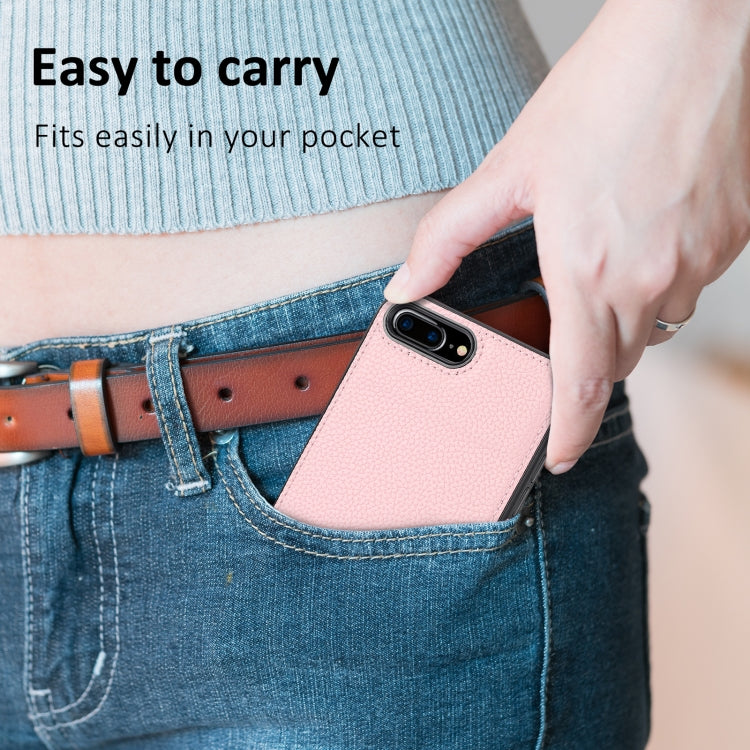 Litchi Pattern Stitched Side-mounted Phone Case for iPhone 7 Plus and 8 Plus, showcasing its stylish design and durable material.