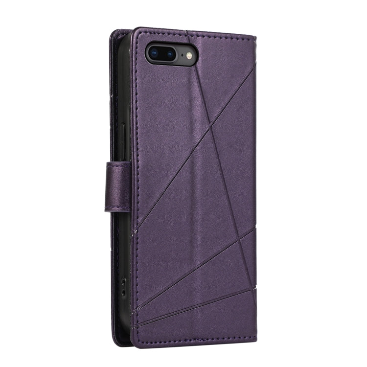 For iPhone 8 Plus / 7 Plus PU leather case with embossed texture, featuring card slots and a wrist strap.