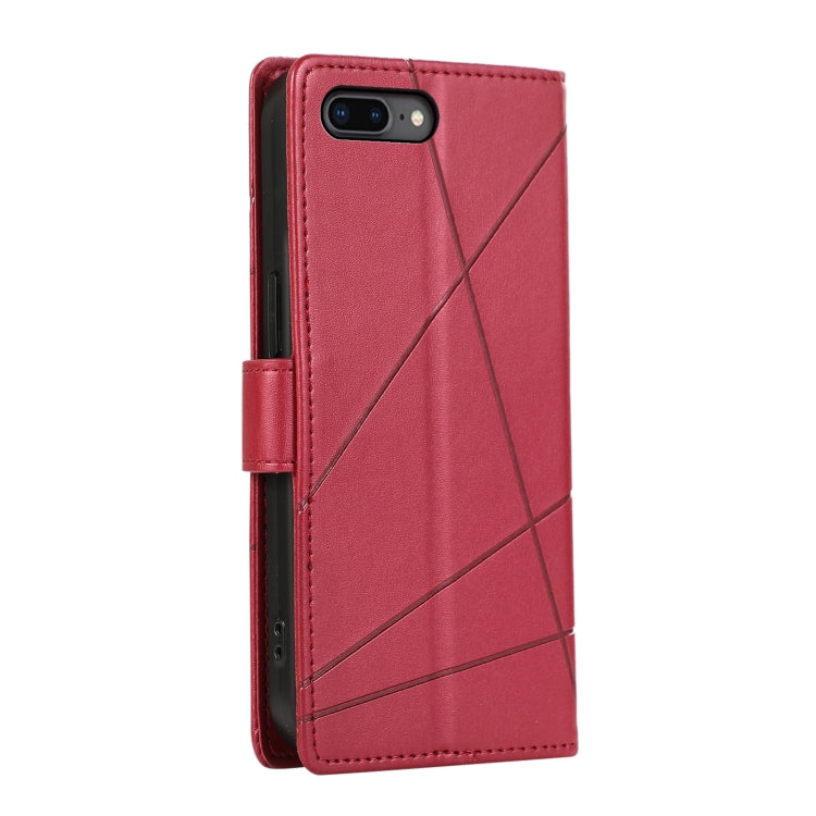 Red phone case with geometric design.