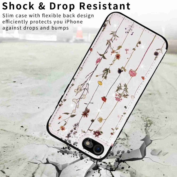 For iPhone SE 2022/2020 Printed Double Buckle RFID Anti-theft case in stylish design, showcasing card holder and protective features.