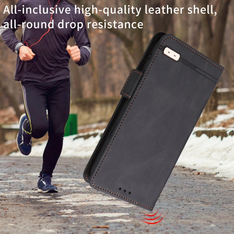 Black magnetic clasp leather phone case for iPhone X and XS, showcasing its sleek design and functional features.