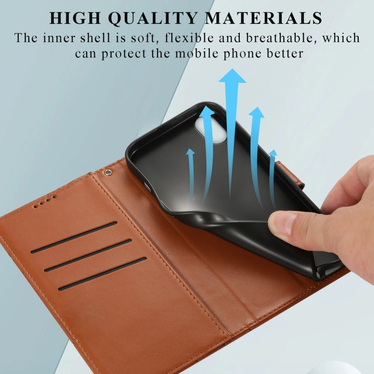 For iPhone XR PU Genuine Leather Texture Embossed Line Phone Case with card slots and kickstand feature, showcasing its stylish design.