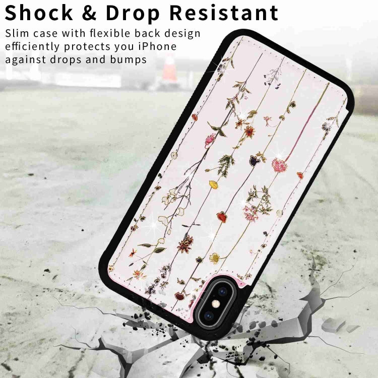 Stylish printed double buckle RFID anti-theft phone case for iPhone XS Max, showcasing card slots and a protective design.