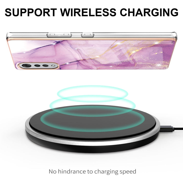 Electroplating marble pattern TPU case for LG Velvet 5G/4G, showcasing vibrant colors and dual-side protection.