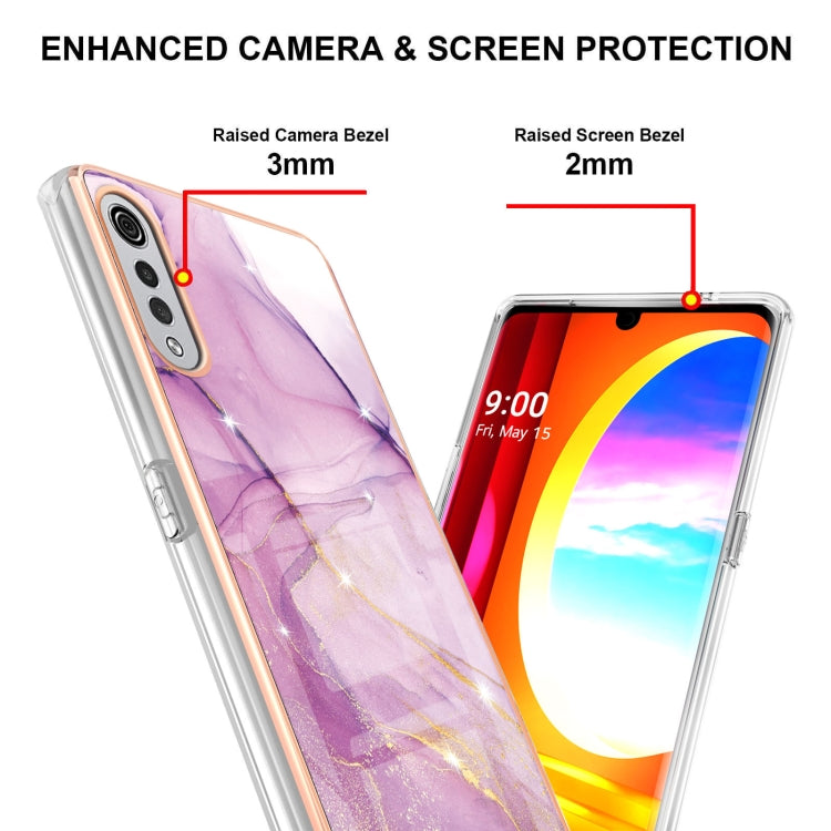 Electroplating marble pattern TPU case for LG Velvet 5G/4G, showcasing vibrant colors and dual-side protection.