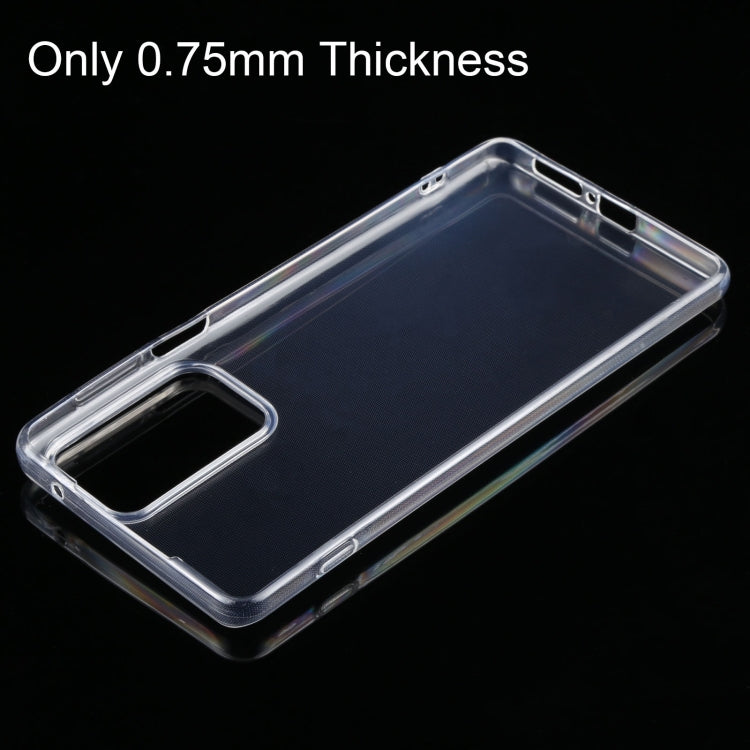 Ultra-thin transparent TPU soft case for Motorola Edge 20 Pro, showcasing its sleek design and precise fit.