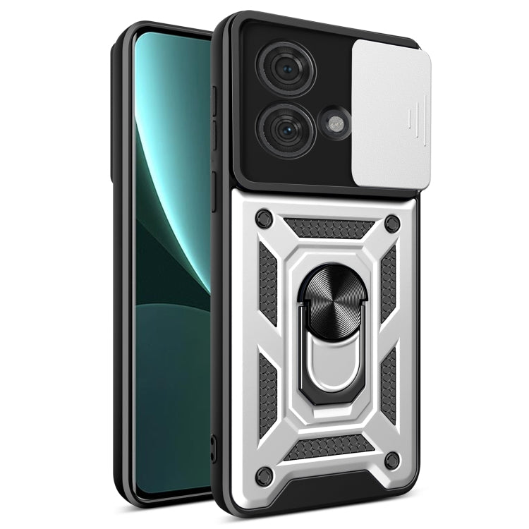 Motorola Edge 40 Neo 5G case with sliding camera cover design, made of durable TPU and PC materials, showcasing its sleek and protective features.