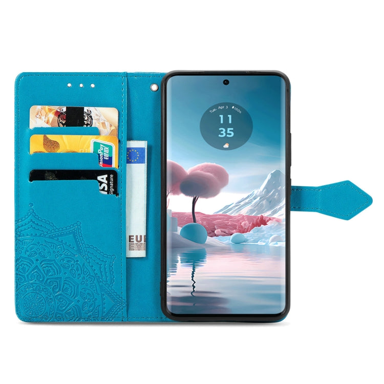 Motorola Edge 40 Neo case featuring an embossed mandala flower design, showcasing its stylish and protective features.