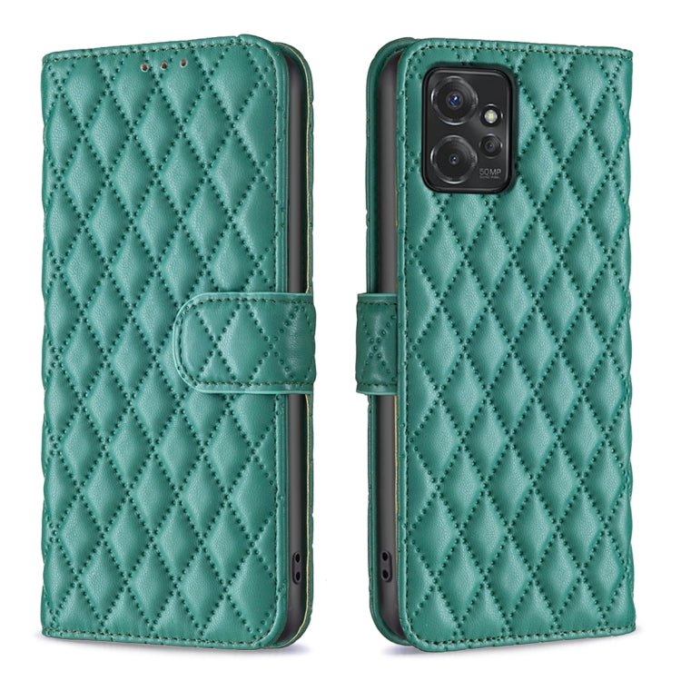 Diamond Lattice Wallet Flip Leather case for Motorola Moto G Power 5G 2024, showcasing its stylish design and card slots.