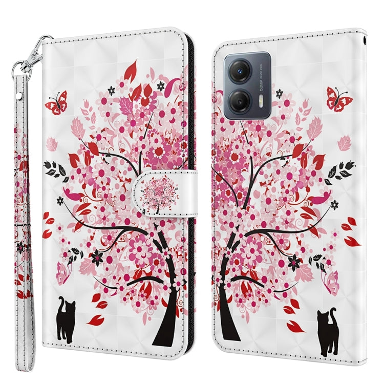 Stylish 3D Cat Painting Pattern Flip Leather Phone Case for Motorola Moto G14, showcasing its unique design and protective features.