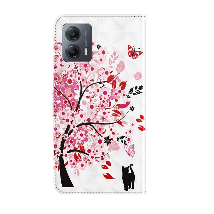 Stylish 3D Cat Painting Pattern Flip Leather Phone Case for Motorola Moto G14, showcasing its unique design and protective features.