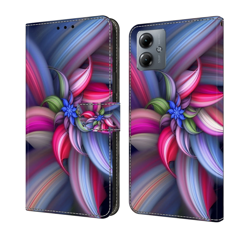 For Motorola Moto G14 Crystal 3D Shockproof Protective Leather Phone Case in black, showcasing its sleek design and card slot feature.