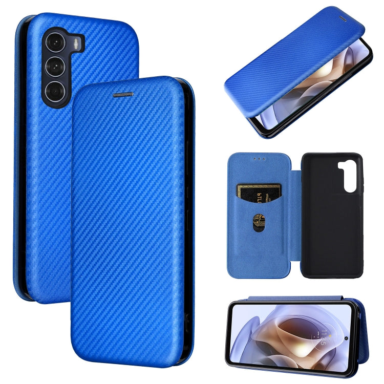 Carbon Fiber Texture Horizontal Case for Motorola Moto G200 5G, showcasing its durable design and card slot feature.