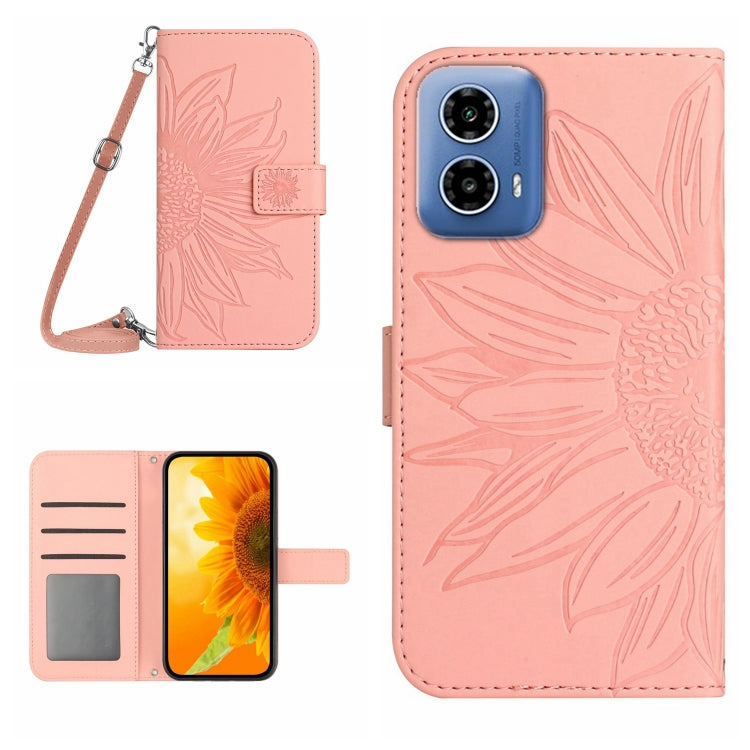 Stylish Sun Flower Embossed Flip case for Motorola Moto G34 5G, showcasing its elegant design and functional features.