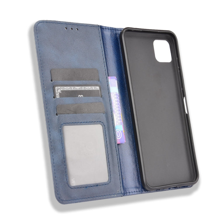 Motorola Moto G50 5G case featuring a magnetic buckle and retro crazy horse texture, showcasing its stylish design and functionality.