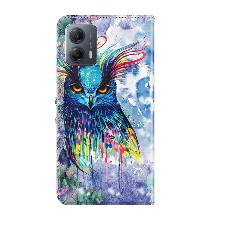Stylish 3D painting pattern flip leather phone case for Motorola Moto G54, showcasing its design and functionality.