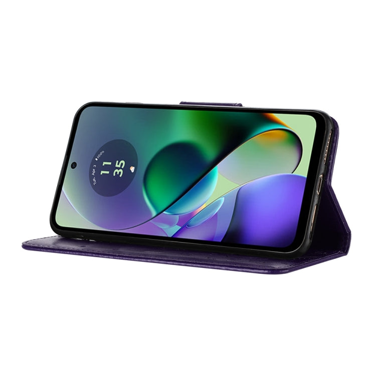 Butterfly flower pattern flip leather phone case for Motorola Moto G54, showcasing vibrant colors and stylish design.