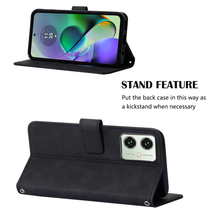 For Motorola Moto G54 Crossbody 3D Embossed Flip Leather Phone Case featuring a stylish design with card slots and a lanyard for convenience.