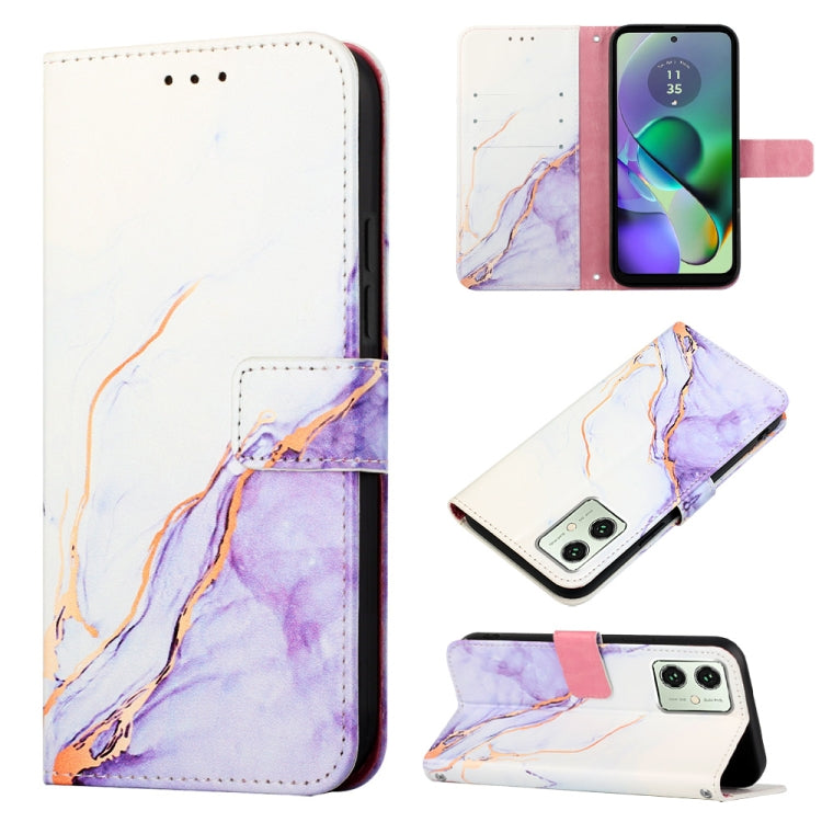 Marble Pattern Flip Leather Phone Case for Motorola Moto G54, showcasing its stylish design and functional features.